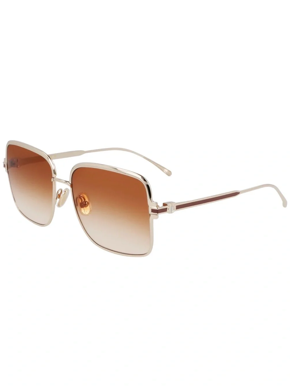 New Salvatore Ferragamo SF317S 704 Brown Lens Square Metal Women Sunglasses
